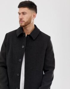ASOS DESIGN wool mix coat in dark chacoal-Gray