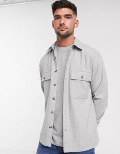 ASOS DESIGN wool mix textured overshirt in gray
