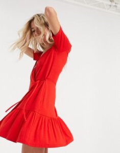 ASOS DESIGN wrap mini dress in red