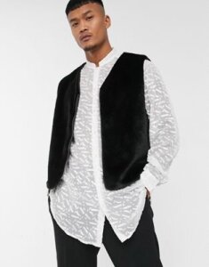 ASOS EDITION faux fur utility vest in black