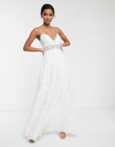 ASOS EDITION lace cami wedding dress with full skirt-White
