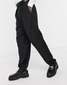 ASOS EDITION smart 100% wool high waist pants in black