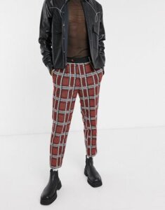 ASOS EDITION tapered suit pants with check jacquard
