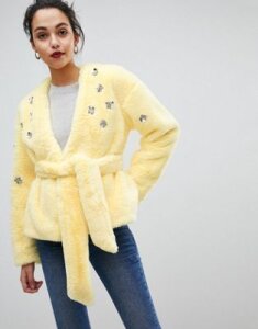 ASOS Faux Fur Jacket-Yellow