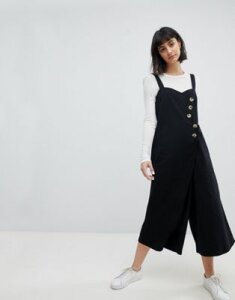 ASOS Jumpsuit with Horn Button Detail in Twill-Black