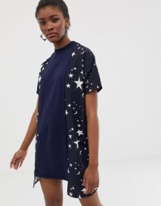 ASOS MADE IN KENYA stepped t-shirt dress with contrast panel-Black