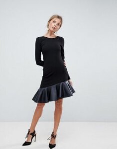 ASOS PU Pephem Mini Dress-Black