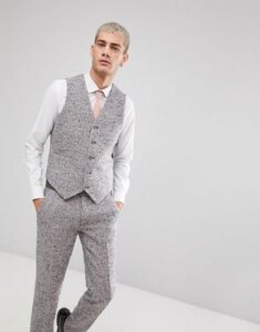 Asos Design - Asos skinny suit vest in pink flecked wool blend