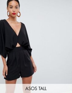 ASOS TALL Romper with Kimono Sleeve and Cut Out-Black