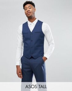 ASOS TALL Slim Suit Vest In Mid Blue