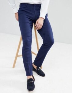 ASOS Wedding Skinny Suit PANTS In French Navy Micro Texture