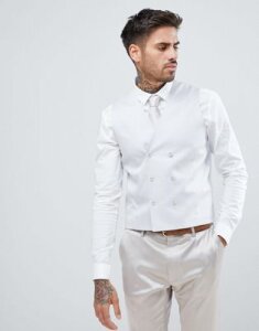 ASOS Wedding Super Skinny Suit vest In Ice Gray Cotton Sateen