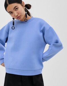 ASOS WHITE bonded sweatshirt-Blue