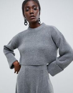 ASOS WHITE cropped sweater two-piece-Gray