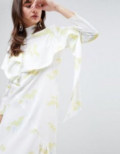 ASOS WHITE Lily Pad Bias Cut Dress-Multi