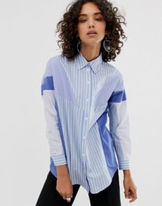ASOS WHITE stripe mix shirt-Blue