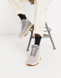 ASOS WHITE suede boots with chunky sole in gray
