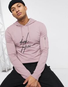 ASOS x Dark Future muscle hoodie with MA1 pocket in dusty purple