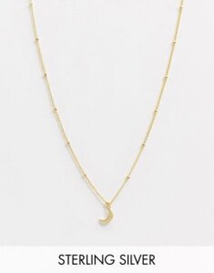 Astrid & Miyu 18k gold plated moon pendant necklace on satellite chain