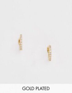 Astrid & Miyu 18K gold plated opal pave huggie hoop earring