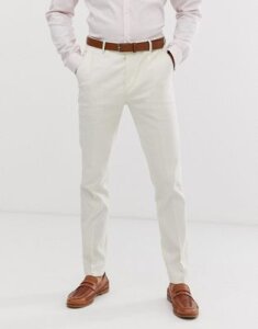 Avail London linen skinny fit suit pants in stone