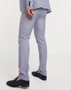 Avail London skinny fit seersucker suit pants in blue stripe