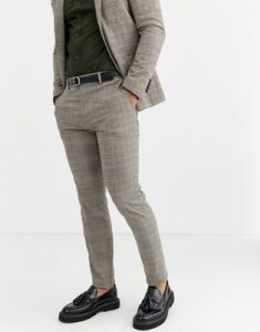 Avail London skinny suit pants in brown check