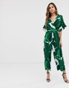 AX Paris leaf print jumpsuit-Green