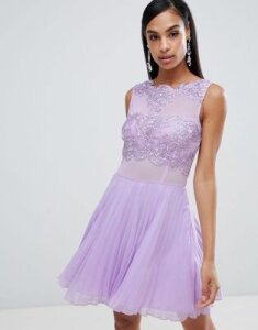 AX Paris tulle skater dress with embellished detail-Purple