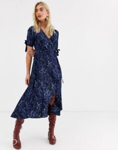 AX Paris wrap mini dress in blue snake-Multi