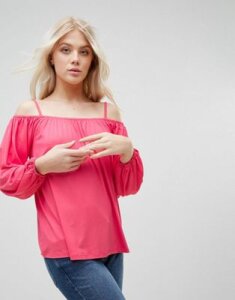 b.Young Off The Shoulder Top-Pink