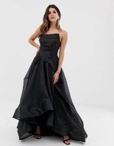 Bariano full maxi dress with organza bust detail in black