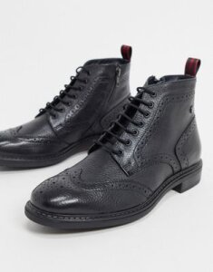 Base London berkley brogue boots in black leather