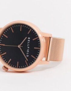 Bellfield rose gold watch with black dial