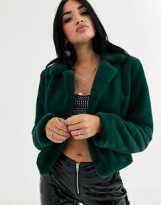 Blank NYC faux fur boxy jacket-Black