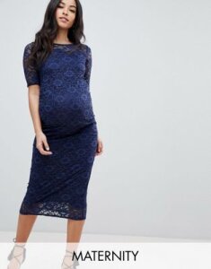 Bluebelle Maternity all over lace bodycon dress in navy