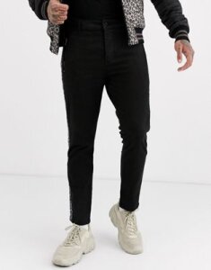 Bolongaro Trevor cropped pants with leopard side stripe-Black