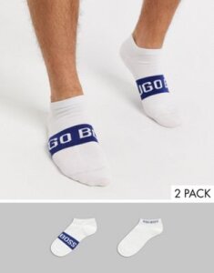 BOSS bodywear 2 pack logo sneaker socks in white