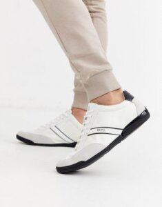BOSS Saturn low suede trim sneakers in white