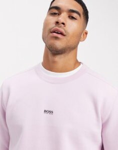 BOSS Weevo contrast logo sweatshirt in light pink