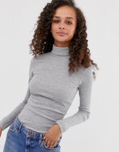 Brave Soul adrian roll neck top-Gray
