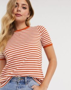 Brave Soul birkin stripe t shirt-Orange