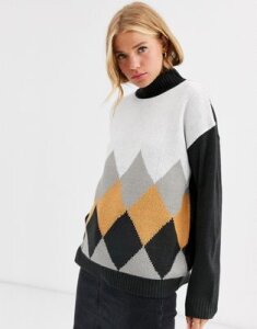 Brave Soul cluster sweater in diamond knit-Multi