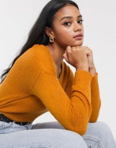 Brave Soul corda v neck sweater-Orange