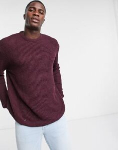 Brave Soul crew neck textured knitted sweater with drop shoulder