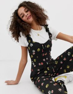 Brave Soul darling jumpsuit in ditsy floral print-Navy
