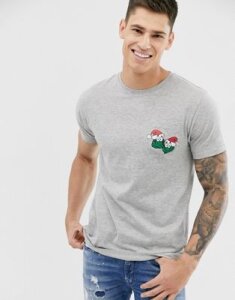 Brave Soul Holidays sprout pocket detail t-shirt-Gray
