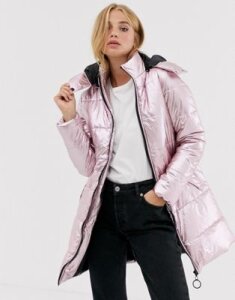 Brave Soul odessa metallic parka jacket-Pink