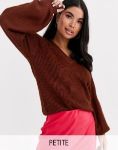 Brave Soul Petite harrio sweater in brown