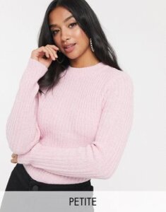 Brave Soul Petite ribbed high neck sweater-Pink